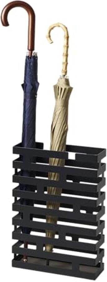 Rechthoekige Paraplubak voor 12 Paraplues Zwart Stalen Design