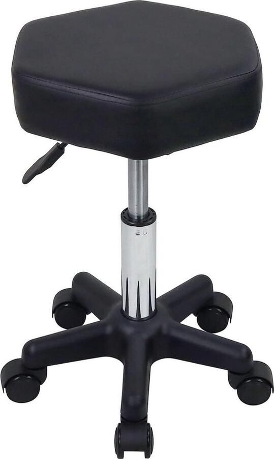 Rechthoekige rolkruk met wielen in hoogte verstelbare draaikruk stoel voor spa salon massage zwart