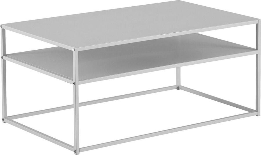 Rootz Living Rootz Rechthoekige salontafel in industriële stijl Moderne salontafel Witte salontafel Opbergruimtes 100 cm x 60 cm x 45 cm