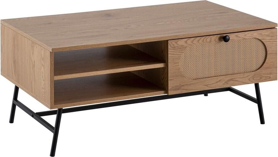 Rootz Living Rootz Rechthoekige salontafel Moderne eiken decortafel Opbergtafel Grote opbergruimte 100 cm x 60 cm x 45 cm