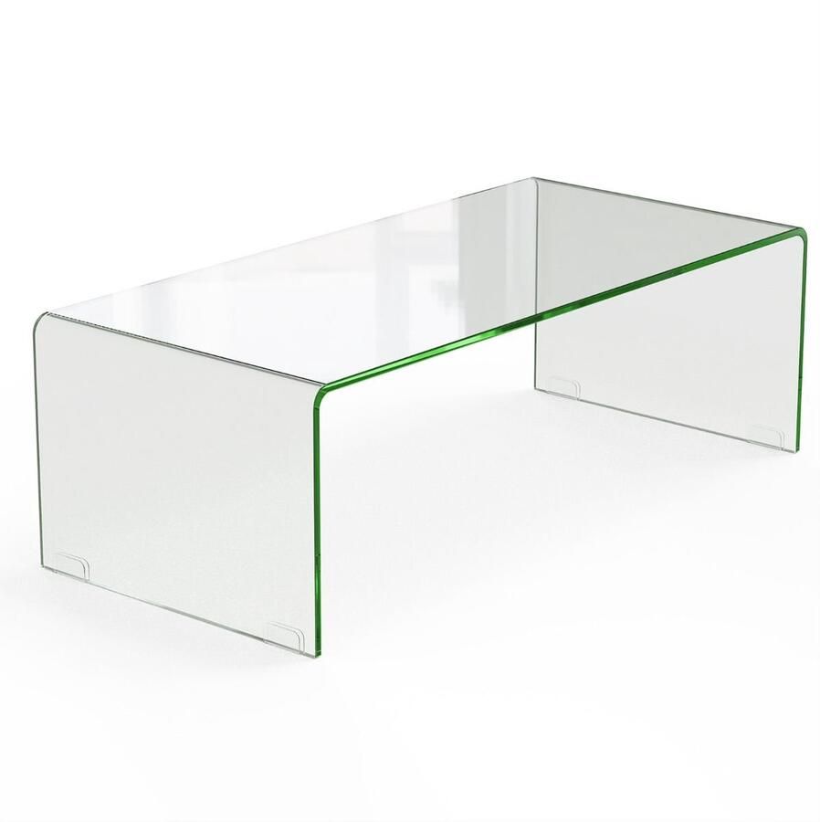 Rechthoekige salontafel van gehard glas – 108x50x35 cm U-vormig design gladde afgeronde randen max. belasting 30 kg