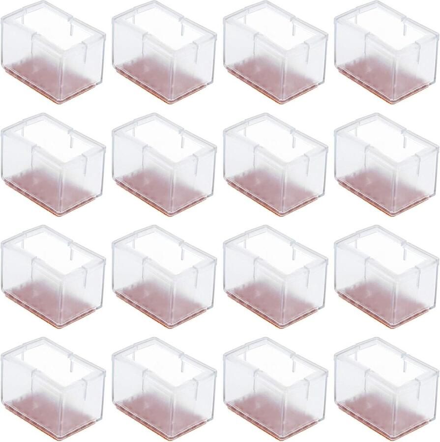 Rechthoekige Stoelpootdoppen Set van 16 stuks voor Meubels Voeten Pads voor Houten Vloerbescherming Tafelhoezen Antislip PVC Cups