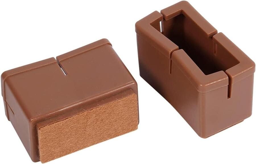 Rechthoekige stoelpoten vloerbeschermers siliconen antislip meubelstoelhoezen met viltjes Antikras geruisloos (Bruin) Set van 8