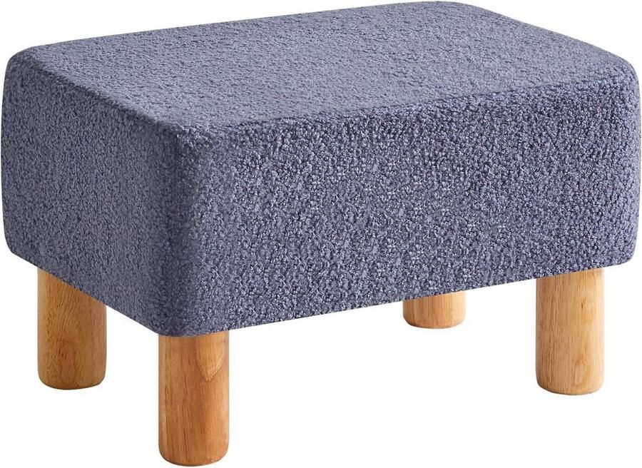 Rechthoekige teddy fluwelen voetenbank comfortabel & stijlvol 1 stuk blauw fluweel & hout 40 x 29 x 25 cm