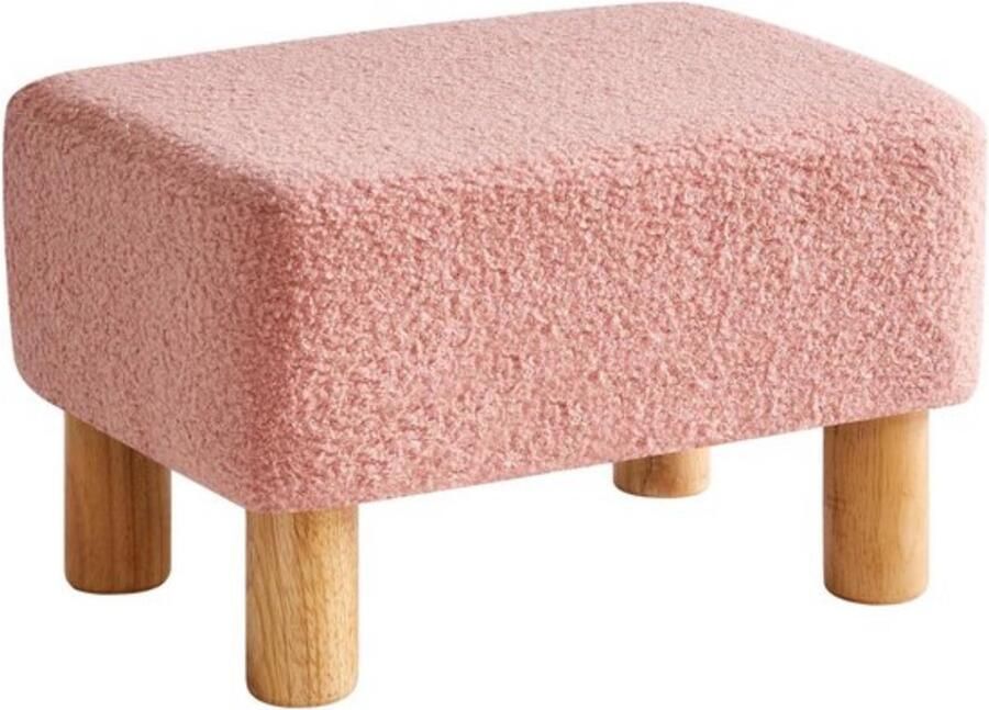 Rechthoekige voetenbank gezellige teddy fluwelen zitkruk 1 stuk grijs hout 40 x 29 x 25 cm