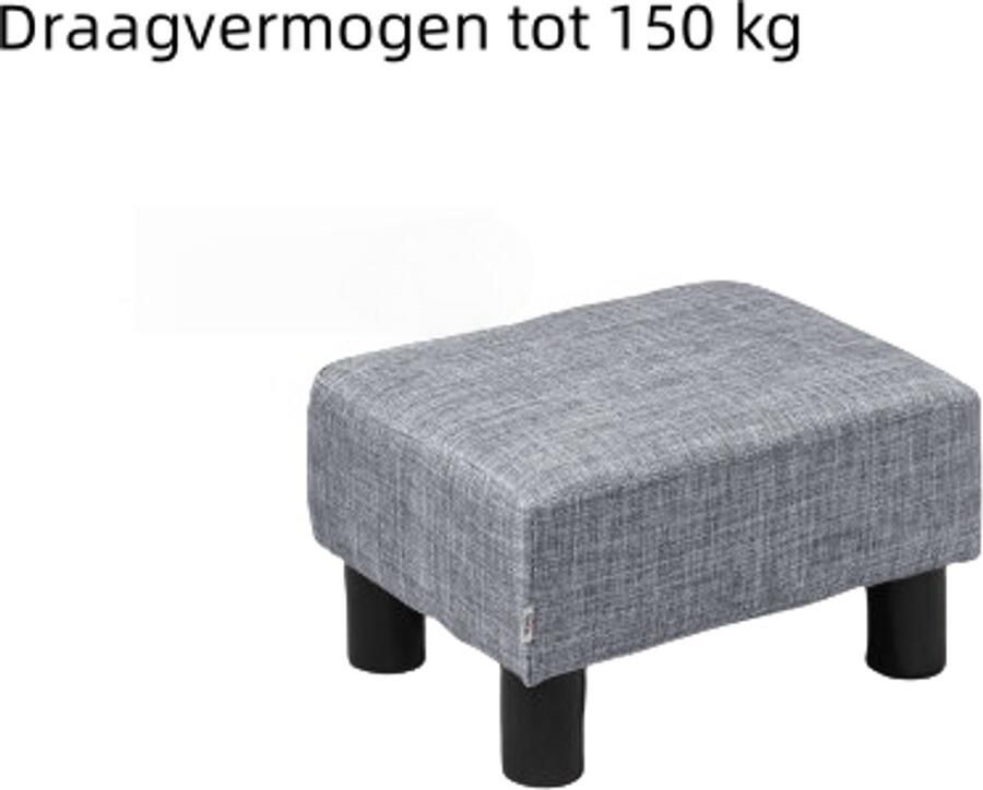Rechthoekige voetenbank ottomane zitkruk linnen draagvermogen tot 150 kg voor woonkamer hal slaapkamer grijs
