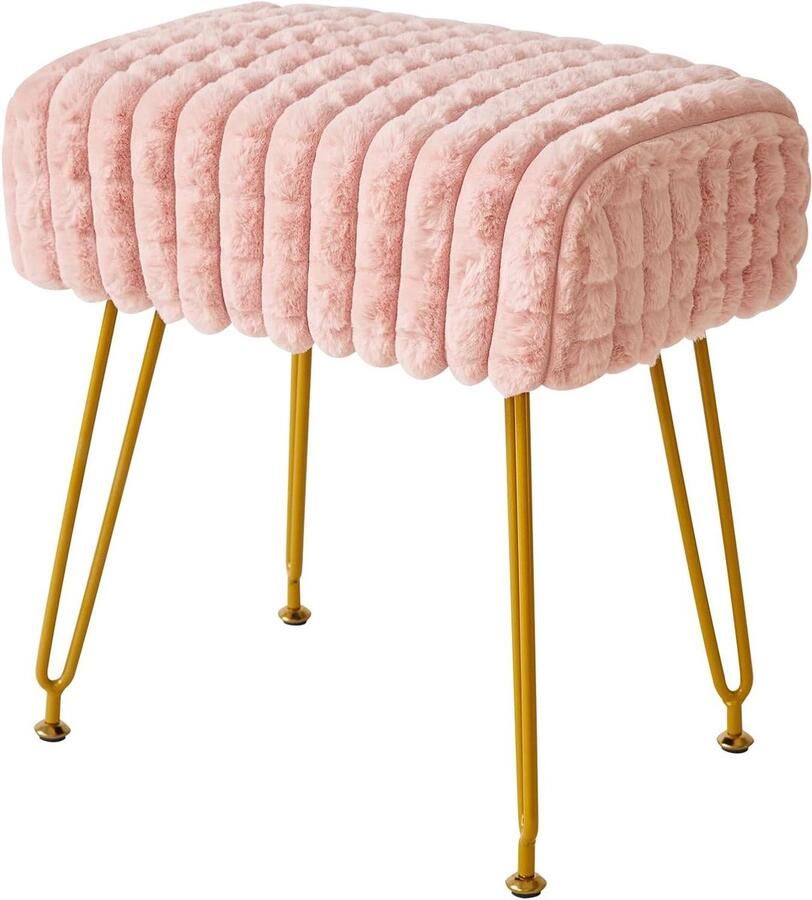 Rechthoekige voetensteun kruk fluwelen kaptafel stoel gouden poten