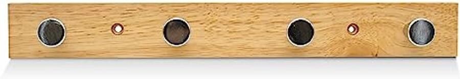 Rechthoekige Wandhaken 320 x 40 mm 4 Garderobehaken in Houtkleur voor Thuis en Kantoor Kapstok voor Tassen Handdoeken Jassen en Mantels