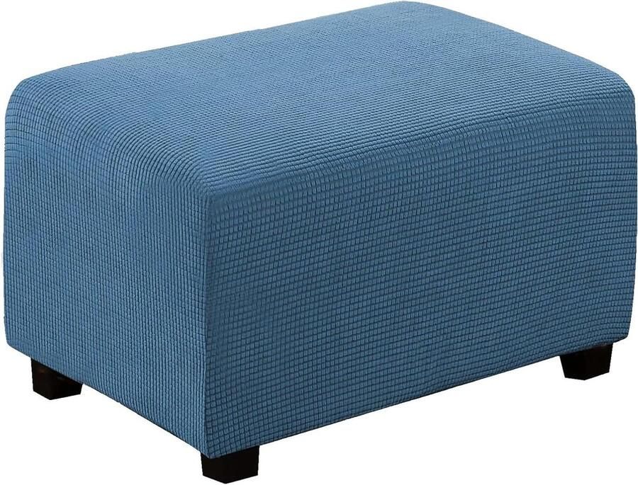 Rechthoekige zitzakhoes voor voetenbank Jacquard Ottomaanse hoes (groot grijs blauw) wasbaar