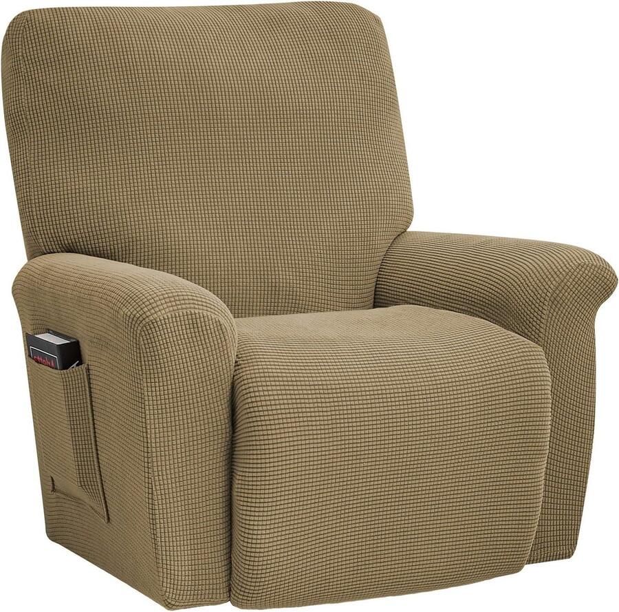 Recliner bankovertrek elastische overtrek voor slaapstoel jacquard lichtbruin. slaapstoel