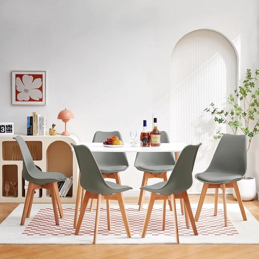 Rectangular Eettafel met 6 Stoelen Modern en Stijlvol voor Woonkamer Keuken of Eetkamer
