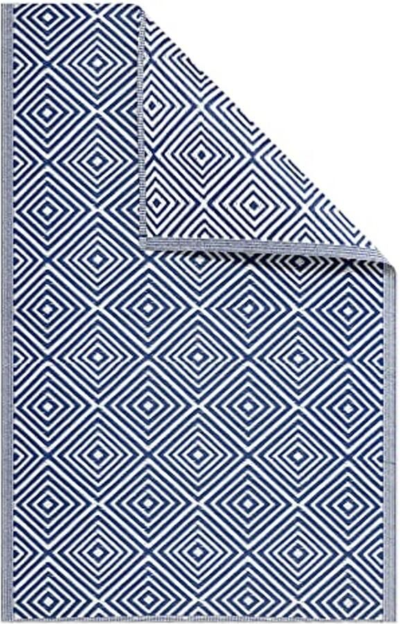 Rectangular Outdoor Rug 120 x 180 cm Cozy Garden Balcony and Indoor Carpet Blue