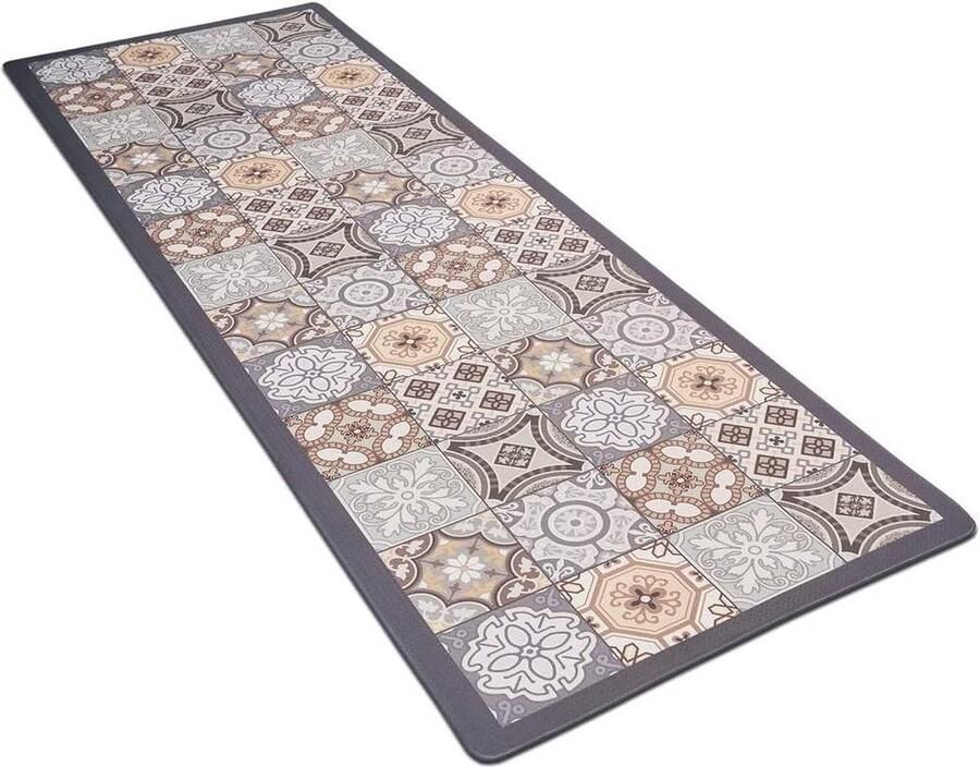 RECYCO 60x180 PVC Kitchen Runner Mat Non-slip Waterproof Washable Rug Anti-fatigue Tiles