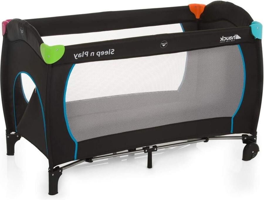 Reisbed voor baby's en kinderen 120 x 60 cm licht en compact opvouwbaar incl. draagtas wielen en slip mehkleurig zwart Kinderbed