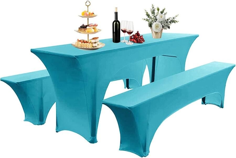 Rekbaar Tafelkleed Elegante Hoes voor Feestjes Set van 3 Polyester Spandex