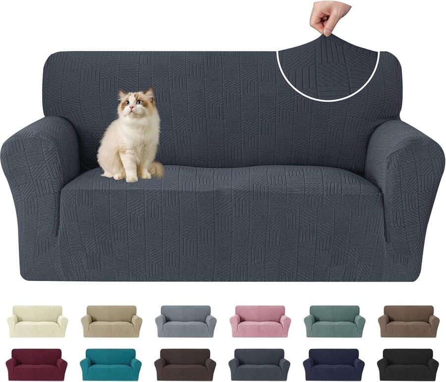 Rekbare 2 Zits Bankhoes met Antislipschuim Vlekbestendig en Wasbaar voor Woonkamer