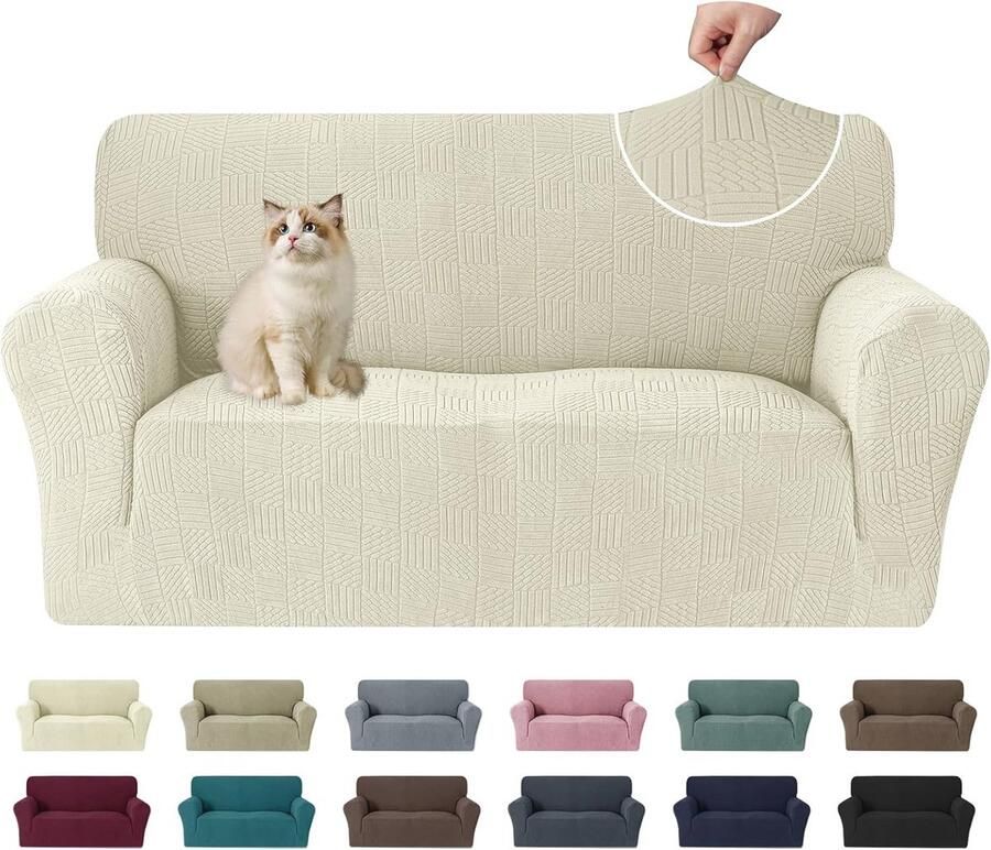 Rekbare 2 Zits Bankhoes voor Woonkamer – Vlekbestendige en Wasbare Sofahoes met Antislipschuim