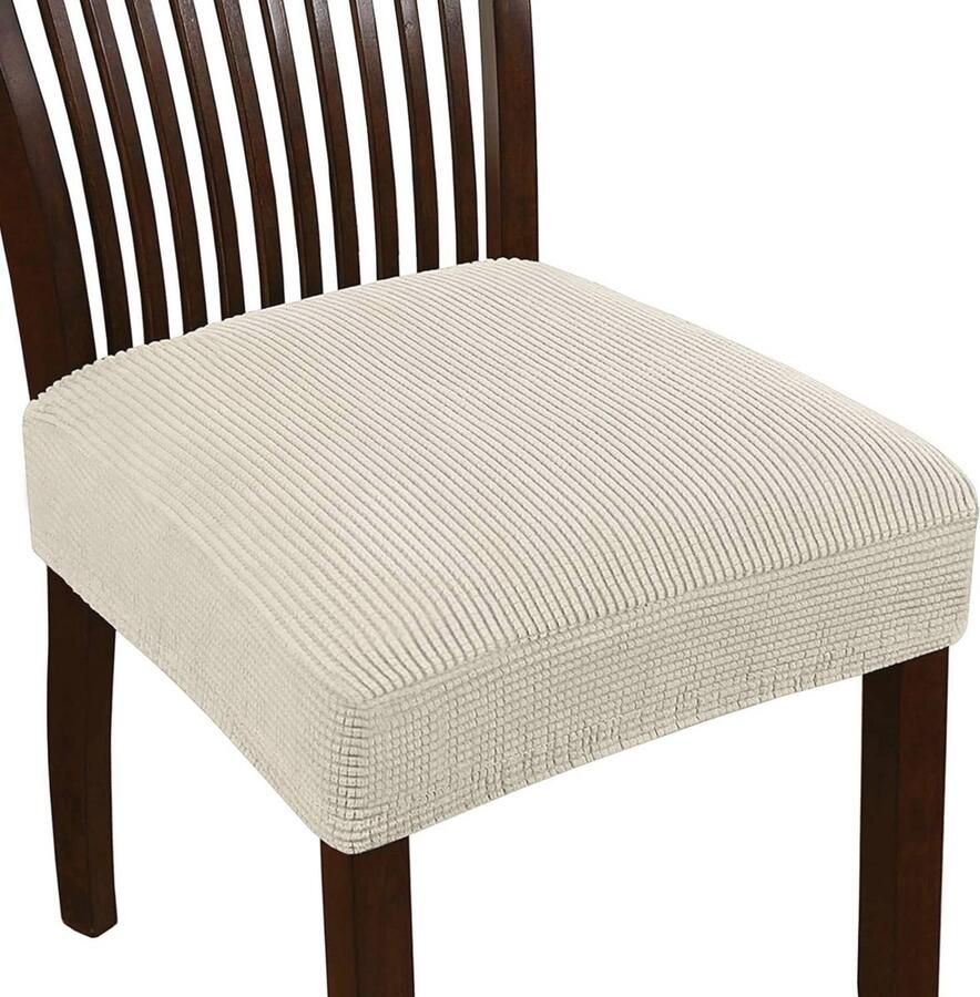 Rekbare Afneembare Stoelhoes voor Eetkamerstoel – Ideaal voor Decoratie en Bescherming (Beige)