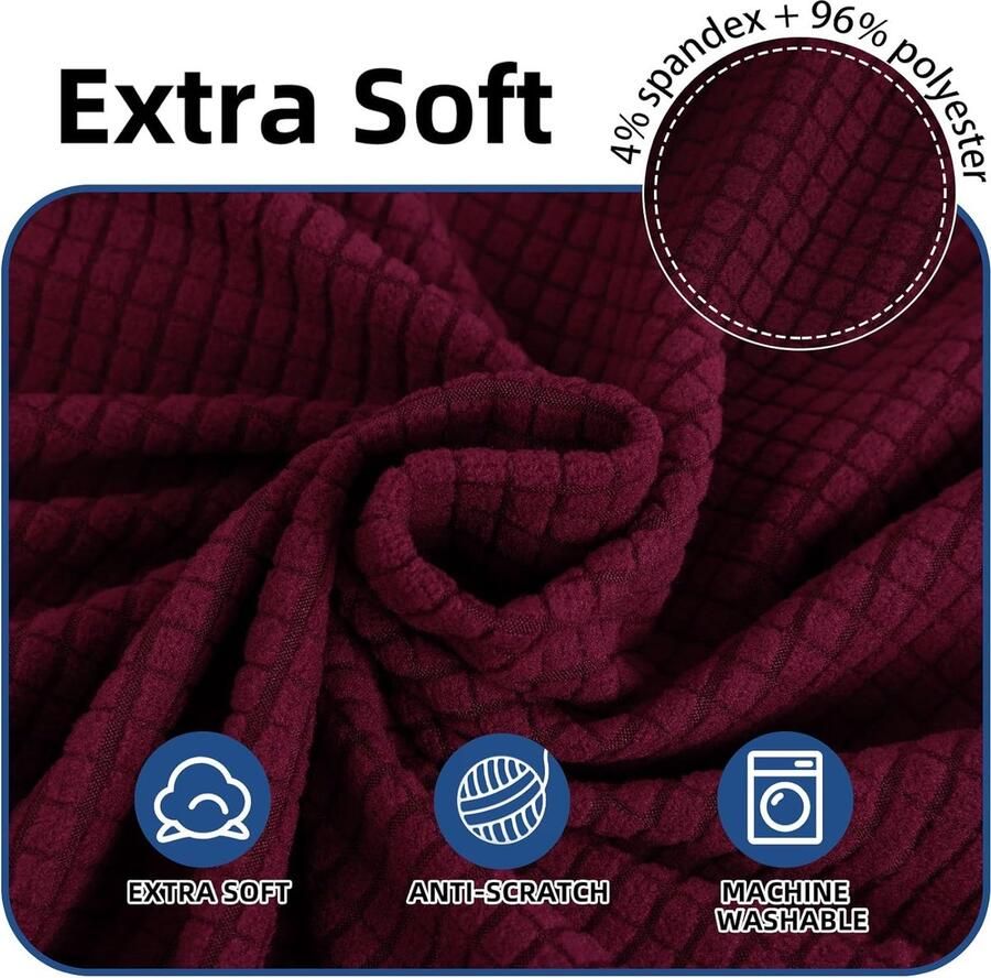 Rekbare Bankhoes 2 Zitplaatsen voor Woonkamer Krasbestendig en Antislip Sofahoes in Bordeaux