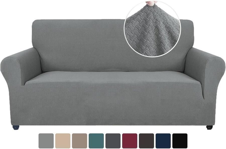 Rekbare Bankhoes 2 Zits Met Anti-slip En Krasbestendige Bescherming Lichtgrijs