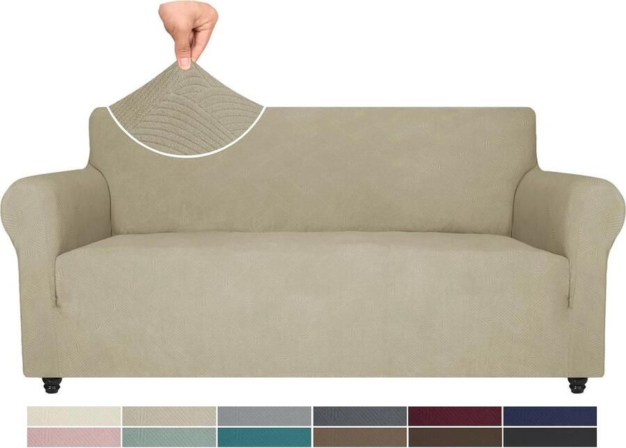 Rekbare Bankhoes 3 Zits Elastische Woonkamer Hoes met Anti-slip en Krasbestendig Materiaal