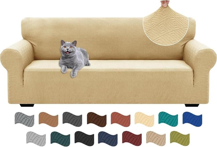 Rekbare Bankhoes 3 Zits met Anti-slip en Krasbestendig Materiaal Perfect Voor Woonkamer