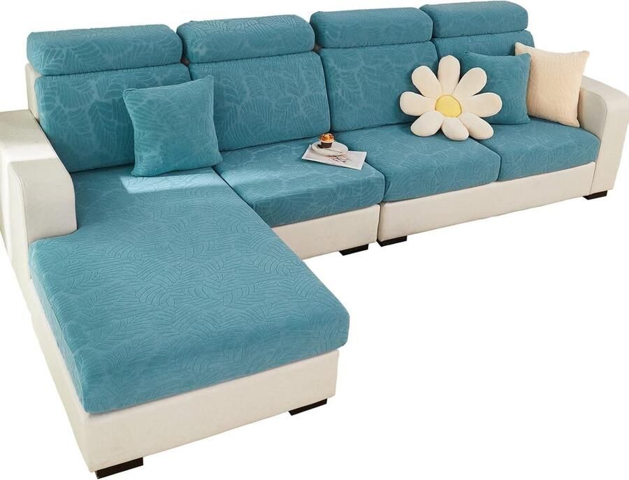 Rekbare Bankhoes voor L-Vormige Hoekbanken Antislip en Slijtvast Ideaal voor Kinderen en Huisdieren Blauw