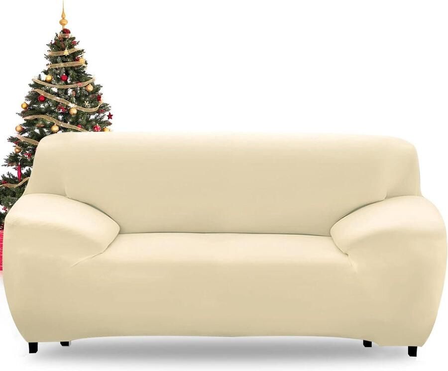 Rekbare bankovertrek bescherming voor 3-zits bank 1 stuk beige