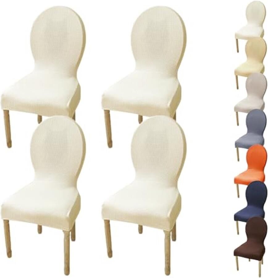 Rekbare Eetkamer Stoelcovers Set van 4 Effen Kleur Elastic Cover voor Eetkamer en Keuken