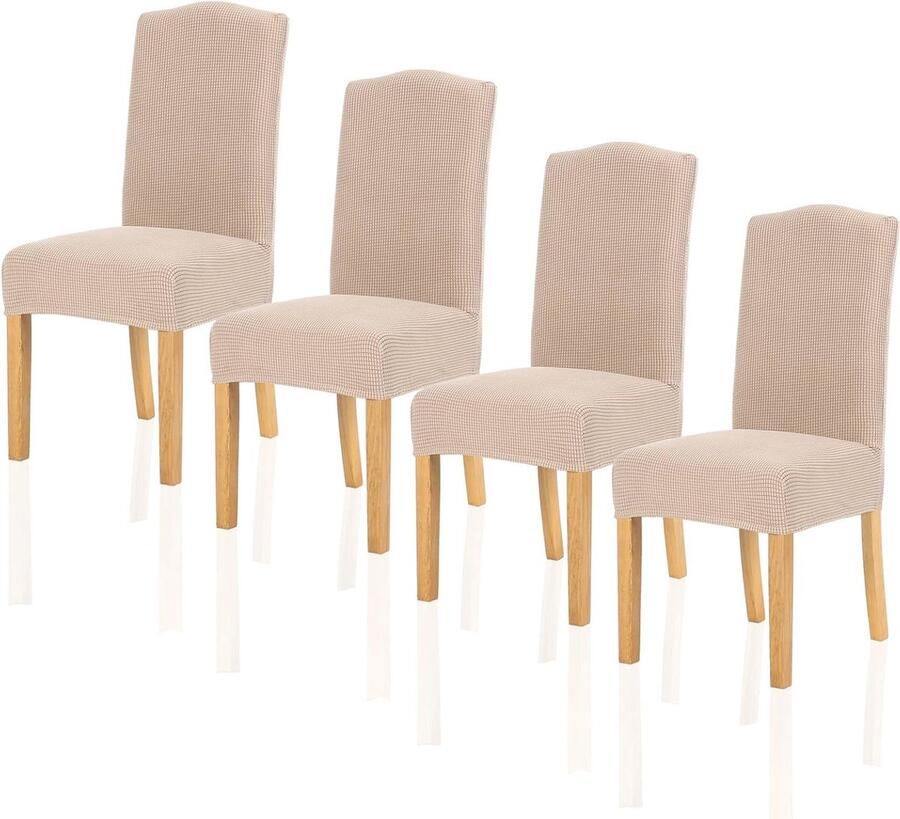 Rekbare Eetkamerstoelhoezen 4-pack Wasbare Bescherming voor Stoelen Antislip Duurzaam en Stijlvol
