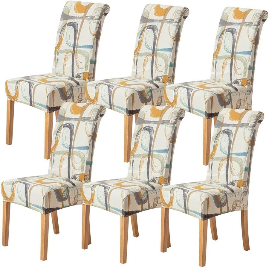 Rekbare eetkamerstoelhoezen set van 6 stijlvol en duurzaam 92% polyester