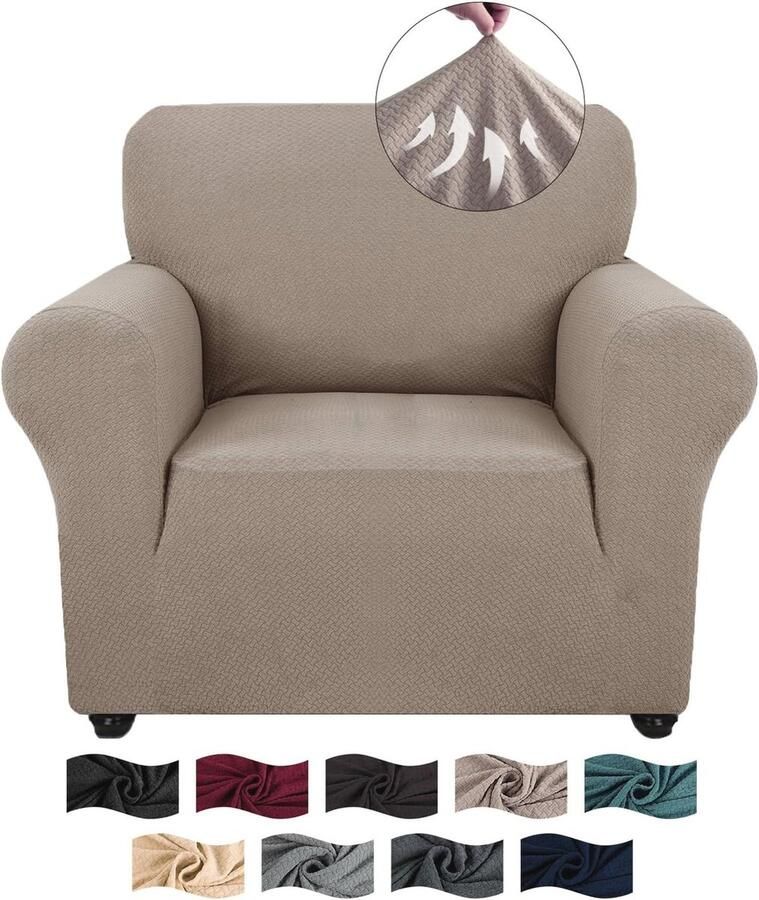 Rekbare Elastische Bankhoes voor 1 Zits Sofa Krasbestendig en Wasbaar Geschikt voor Honden en Katten