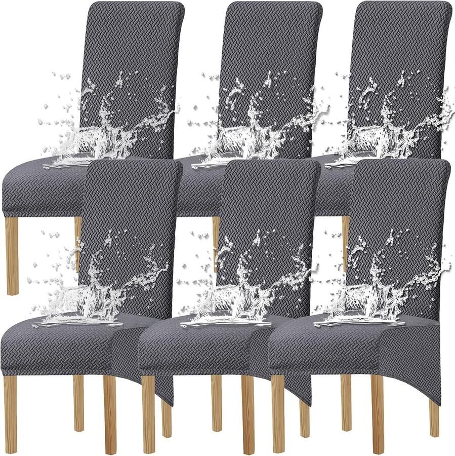 Rekbare en waterdichte stoelhoezen voor eetkamerstoelen Set van 6 elastische band jacquard ideaal voor restaurants en feesten