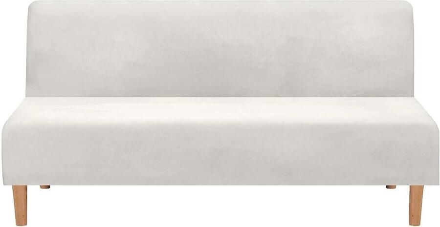 Rekbare fluwelen hoes voor slaapbank zonder armleuningen meubelbeschermer voor opvouwbare slaapbank dik fluweel beige Bankhoes