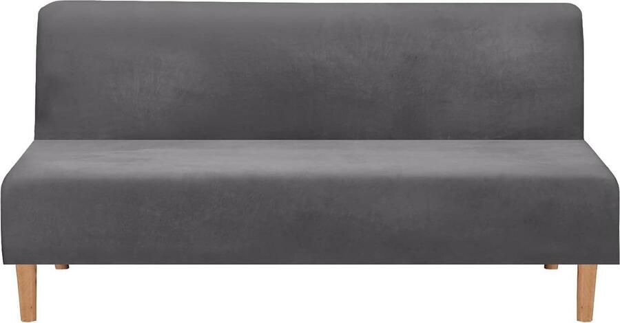Rekbare fluwelen hoes voor slaapbank zonder armleuningen Meubelbeschermer dikke zachte hoes voor bank futon Opvouwbare slaapbank hoes (dik fluweel grijs)