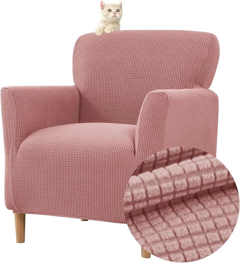 Rekbare Hoes voor Fauteuils en Stoelen Meubelbescherming voor Woonkamer en Décoratie Huidvriendelijk en Duurzaam (Roze)