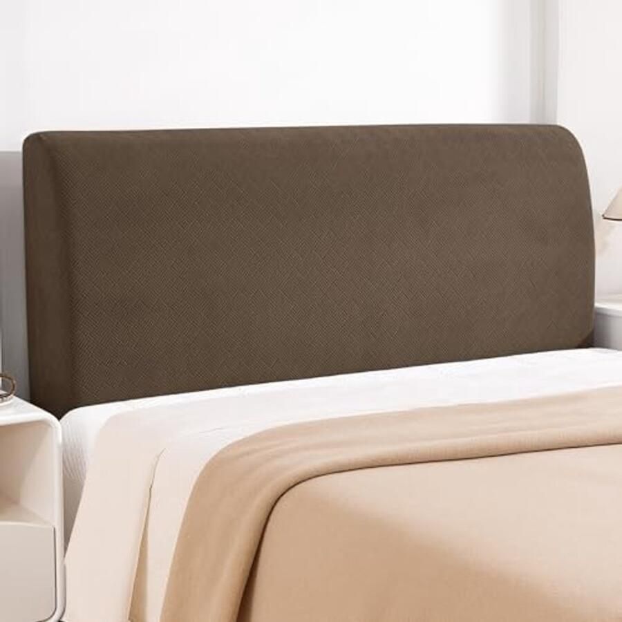 Rekbare Hoes Voor Hoofdbord Bed 150CM Stofdicht en Beschermend Bruin