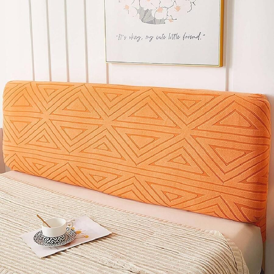 Rekbare Hoes voor Hoofdeinde Wasbare Bescherming voor Bed Hoofdbord Stofdicht & Elastische Onderkant Slaapkamerdecoratie (140-160 cm Oranje)