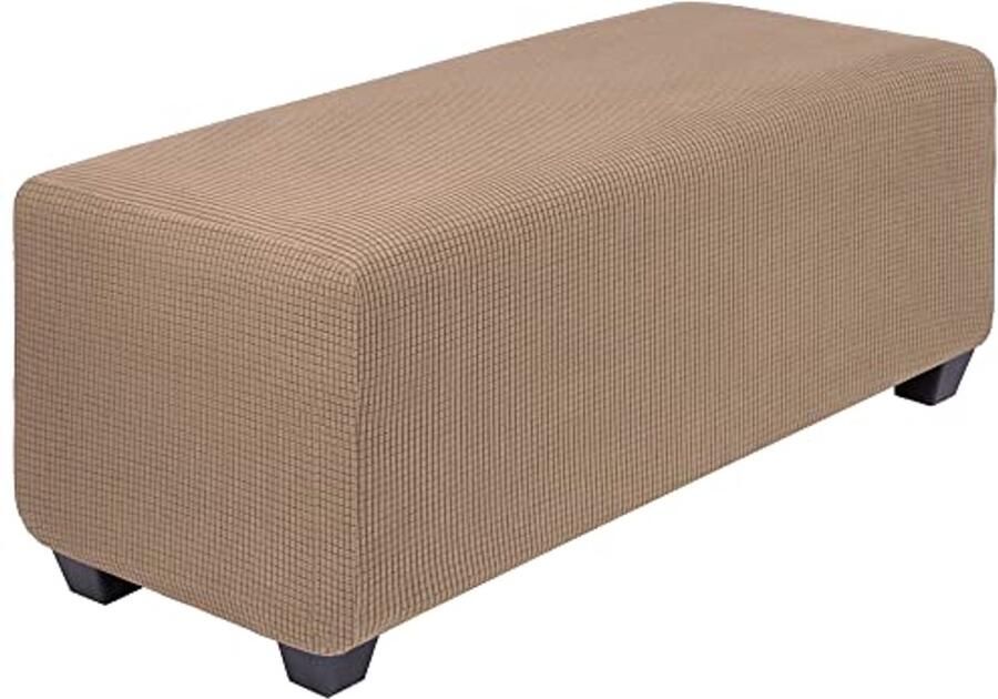 Rekbare hoes voor voetbank Zachte jacquard hoes met ruitpatroon Meubelhoezen voor rechthoekige kruk