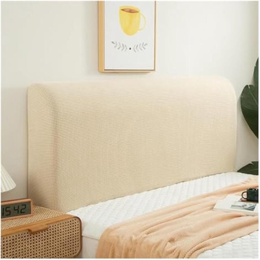Rekbare Hoofdbordhoes voor Bed Stretch Hoofdbordbekleding in Beige Geschikt voor Maten