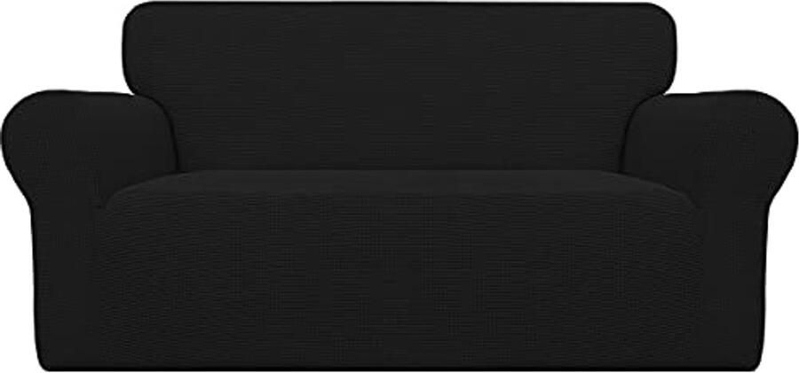 Rekbare Loveseat Hoes Meubelbeschermer voor Zachte Banken Zwart