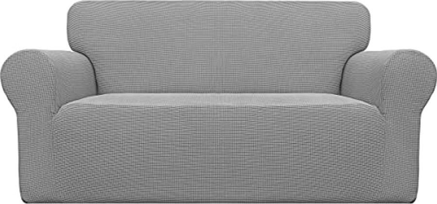 Rekbare Loveseat Hoes Zachte Meubelbeschermer met Elastische Onderkant in Lichtgrijs
