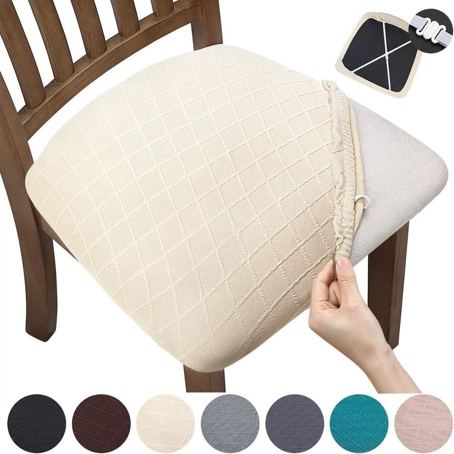 Rekbare Stoelhoes met Wafelpatroon – Voor Eetkamer Kantoor en Bruiloften – 6 Stuks Beige