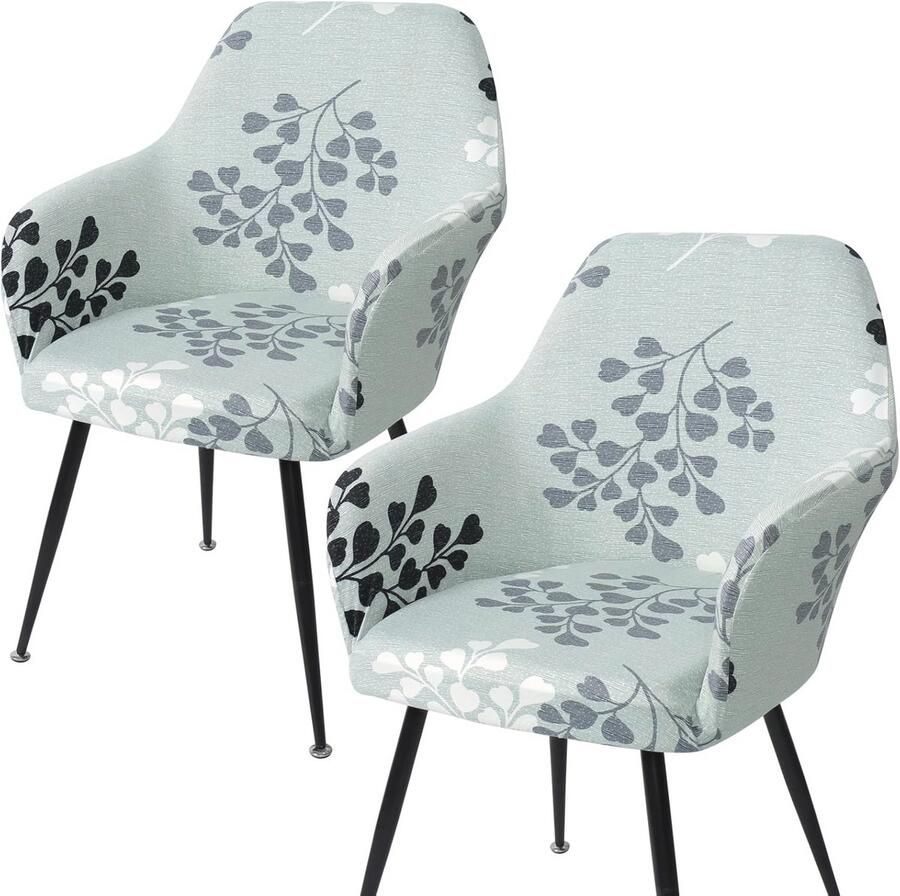 Rekbare Stoelhoes Set van 2 voor Eetkamerstoelen Afneembaar Wasbaar met Armleuningen