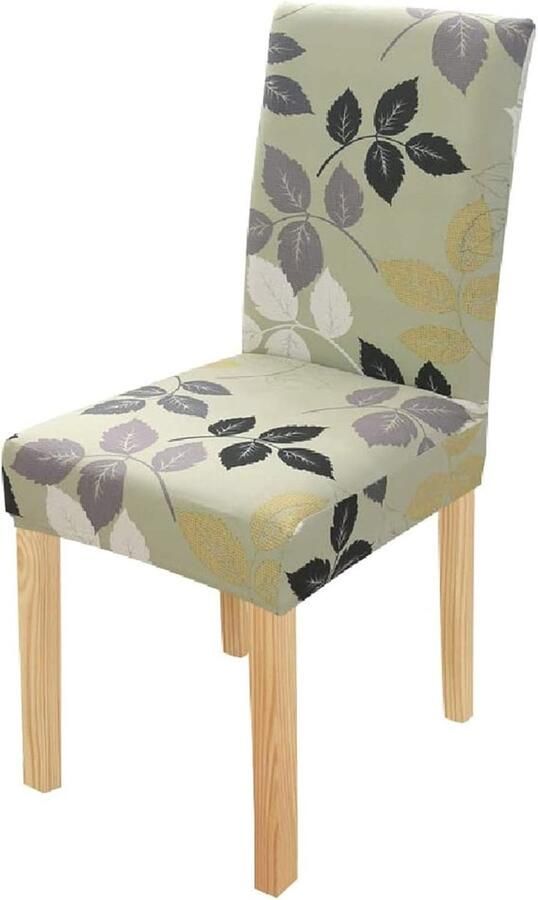 Rekbare Stoelhoes voor Eetkamer Universele Pasvorm Wasbaar en Duurzaam 4 Stuks (Bladeren)