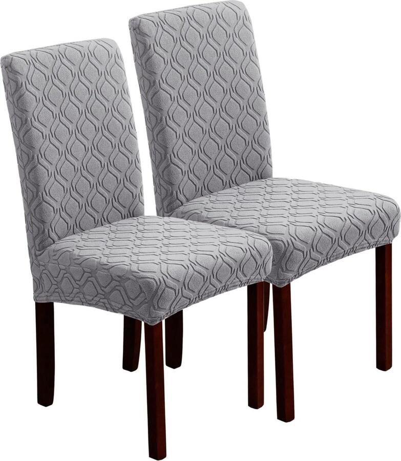 Rekbare stoelhoes Voor eetkamerstoelen 2 stuks Lichtgrijs