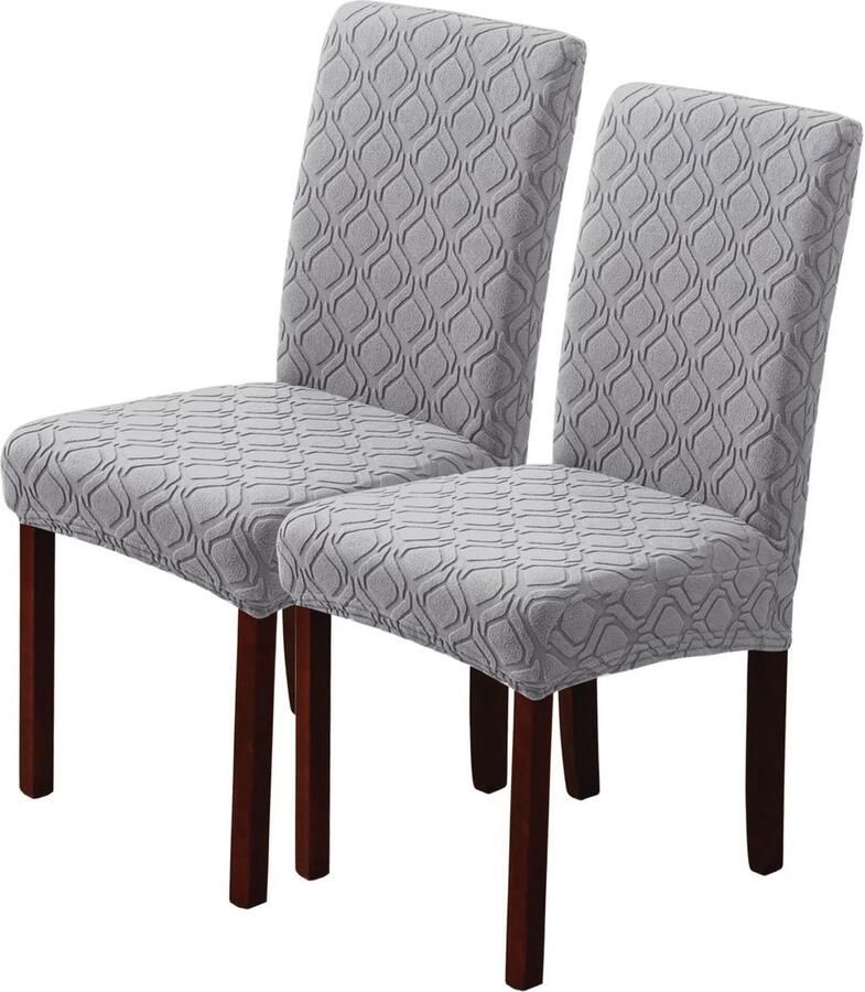 Rekbare Stoelhoes voor Eetkamerstoelen Afneembaar en Wasbaar (2 Stuks) Lichtgrijs