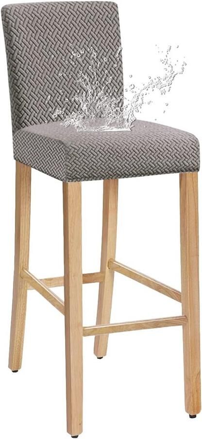 Rekbare Stoelhoezen voor Barkrukken Wasbare Beschermhoezen voor Eetkamerstoelen Set van 4 Lichtgrijs