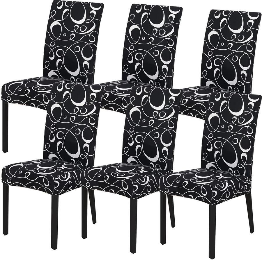 Rekbare stoelhoezen voor eetkamer set van 6 polyester 45-60 cm