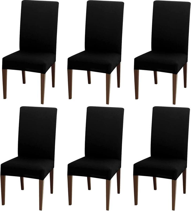 Rekbare stoelhoezen voor eetkamerstoel set van 6 polyester spandex